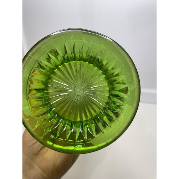 Northwood Carnival Green/Marigold Swung Glass Vase 10.25” Tall With N Logo - Picture 5 of 7
